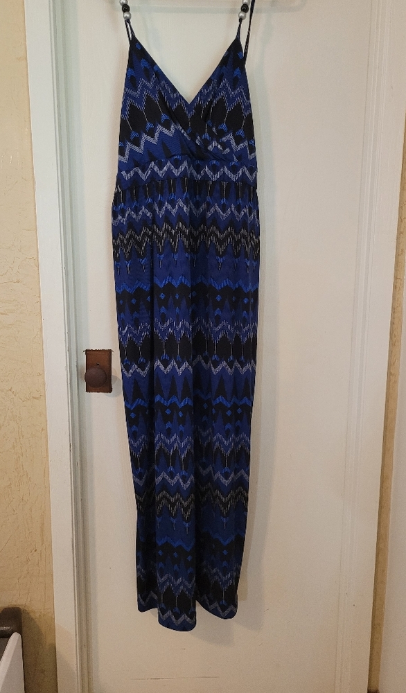 Lane Bryant Blue Black Tribal Print Maxi Dress